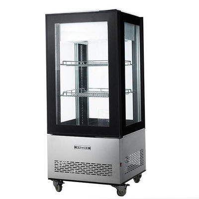 Máy làm mát cửa kính thẳng đứng 550L Tủ trưng bày bằng kính bốn mặt