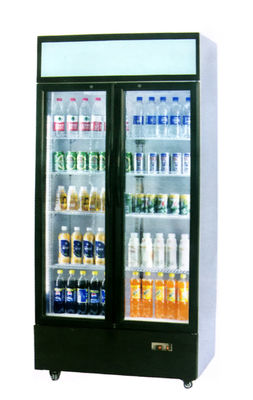 Nước giải khát Double Door Upright Display Freezer With Canopy Ventiated Cooling