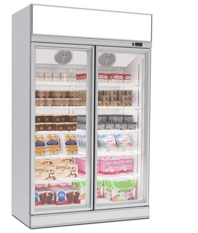 2 cửa thẳng đứng Cửa kính Tủ đông Thiết bị ngưng tụ Loại phích cắm được gắn trên cùng